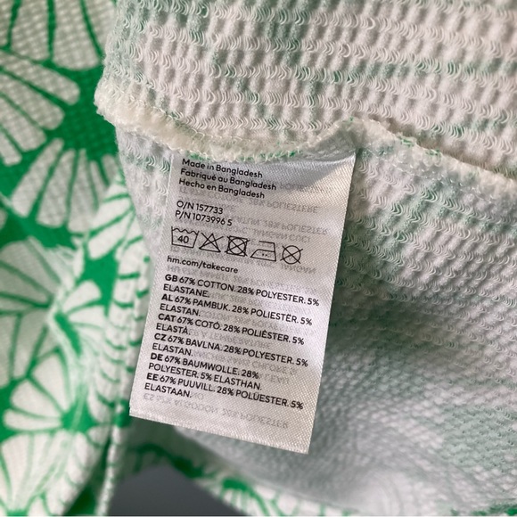 Seashell Print Strappy Green & White Sun Dress Smocked Ruffled Stretchy H&M XXL - Picture 7 of 10